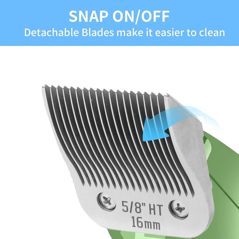 OEMIRY 2 Pcs Size 5/8HT Detachable Dog Grooming Blades, Compatible with Andis, Oster A5, Wahl KM10 Series Clippers, Cut Length 16mm, Silver(5/8HT 16mm, 2 Packs) - Image 2